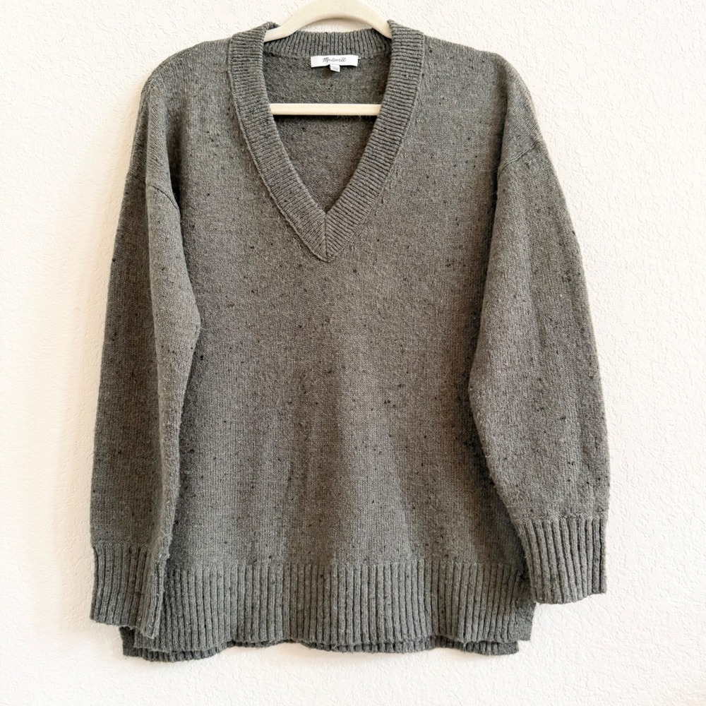 Madewell Womens Green Donegal Wool Blend V-Neck Pullover Sweater Size S Small - Picture 8 of 11